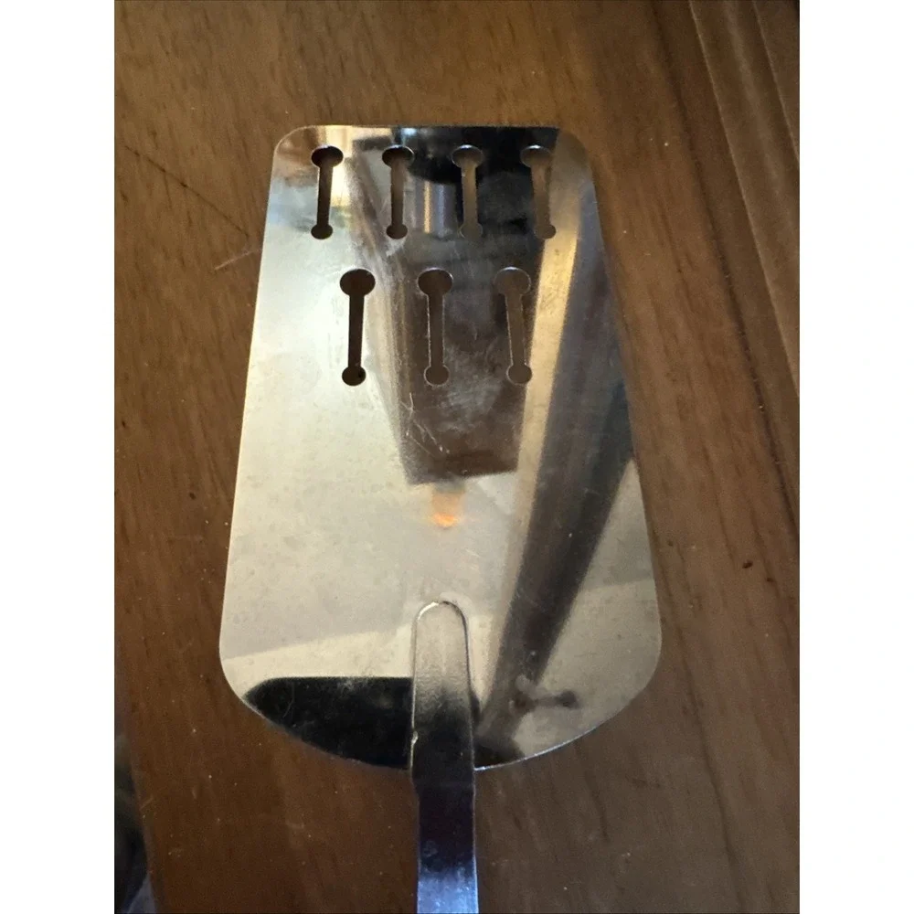 EKCO Vintage MCM Black Handle Slotted Key Hole Spatula Flipper 12